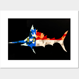 Camo NC Flag Sailfish Posters and Art